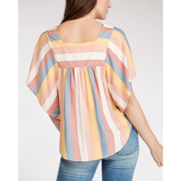 BeachLunchLounge | Women | Zoey Happy Stripe Flutter Sleeve Boho Top | Size XS - Picture 12 of 13